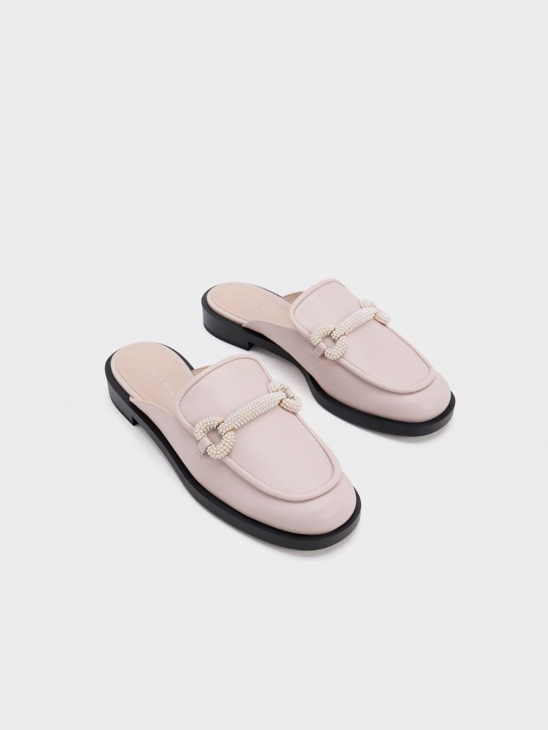 Mules Charles And Keith Beaded Accent Loafer ροζ | 82370-KAHV