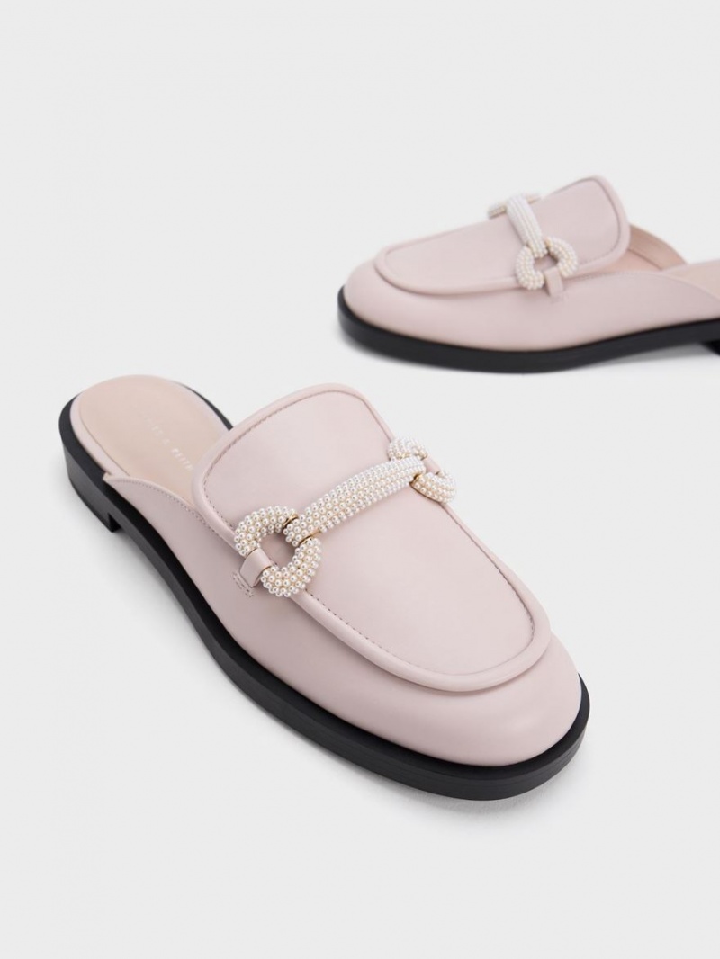 Mules Charles And Keith Beaded Accent Loafer ροζ | 82370-KAHV