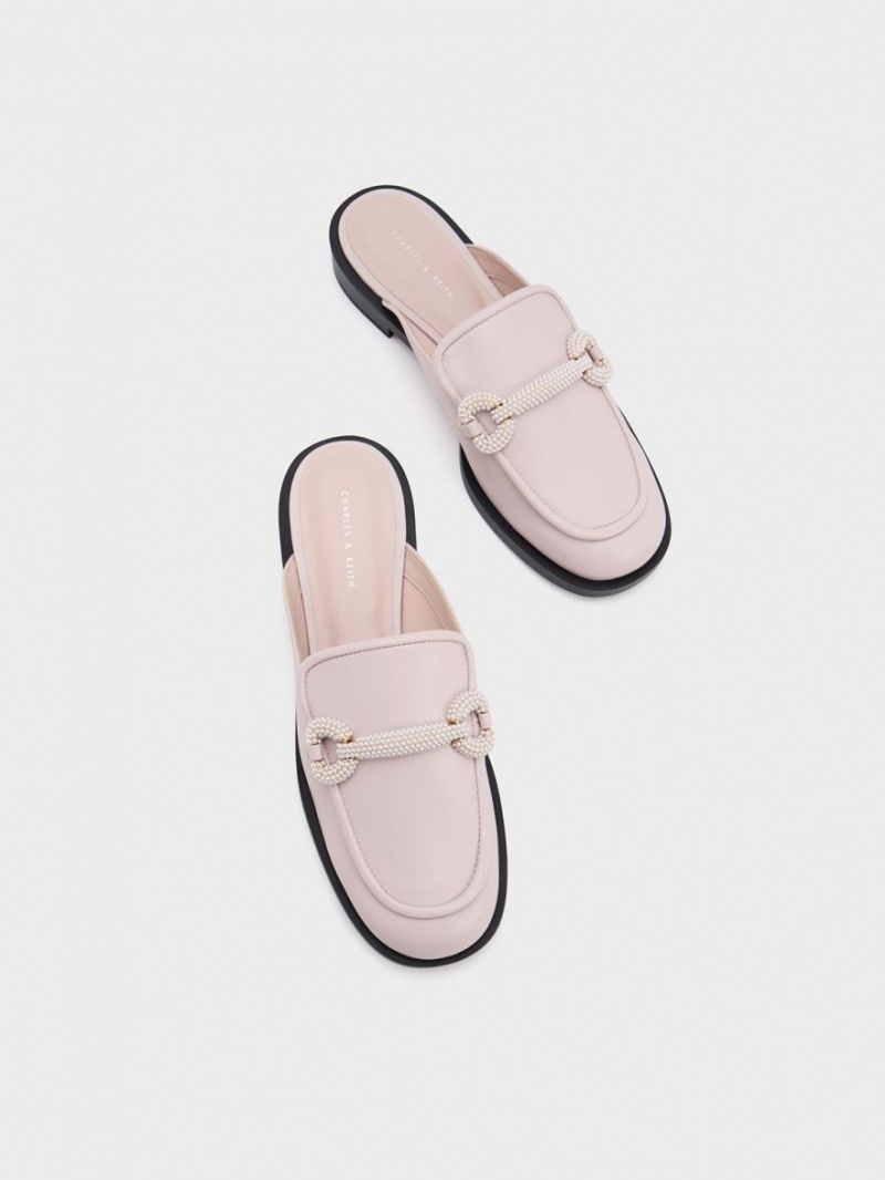 Mules Charles And Keith Beaded Accent Loafer ροζ | 82370-KAHV