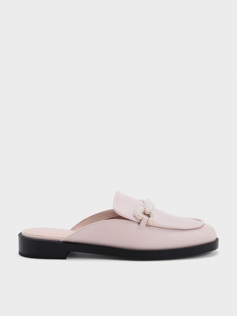 Mules Charles And Keith Beaded Accent Loafer ροζ | 82370-KAHV