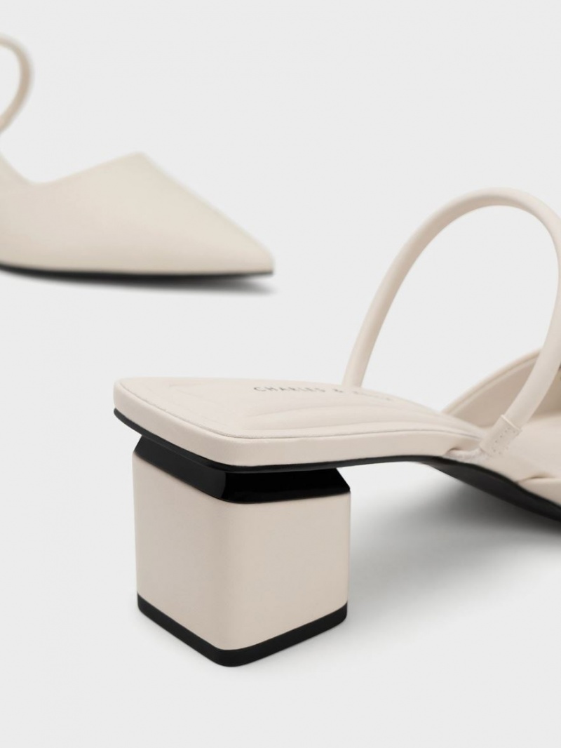 Mules Charles And Keith Block Heel ασπρα | 30672-NZWL