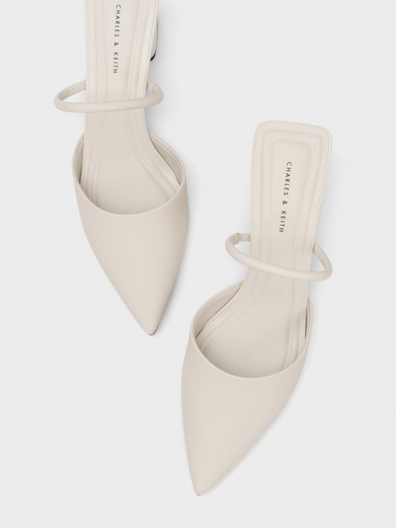 Mules Charles And Keith Block Heel ασπρα | 30672-NZWL