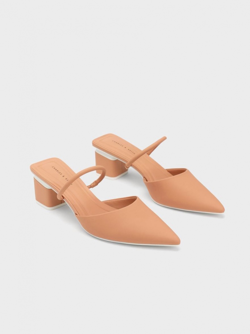 Mules Charles And Keith Block Heel καφε | 50973-DWLR