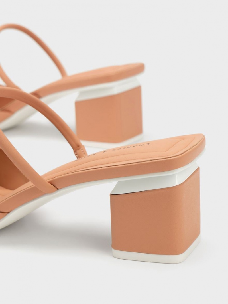 Mules Charles And Keith Block Heel καφε | 50973-DWLR
