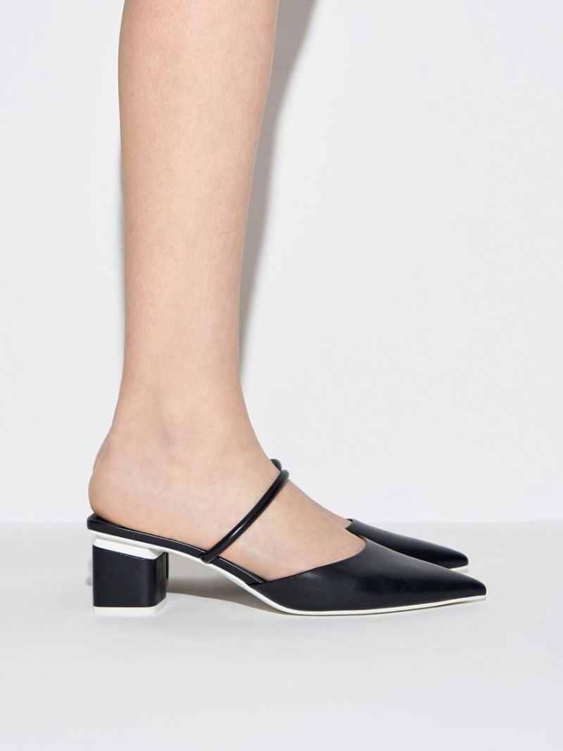 Mules Charles And Keith Block Heel μαυρα | 72916-GWQC