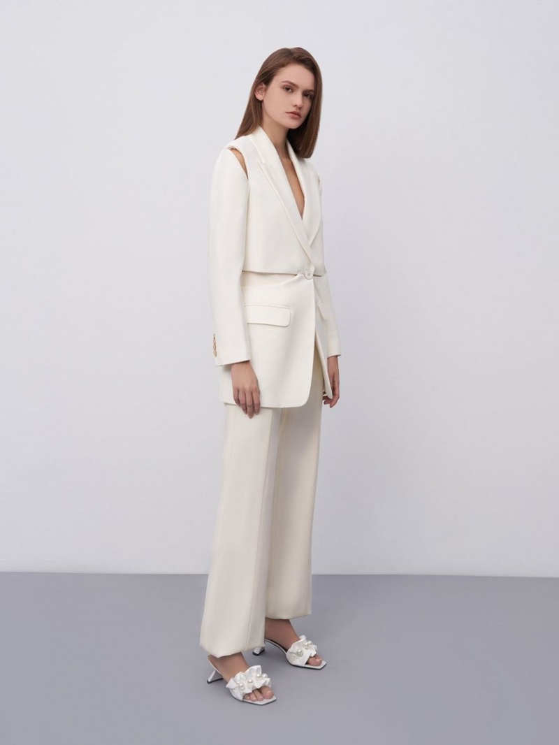 Mules Charles And Keith Blythe Bead-Embellished Satin ασπρα | 29318-NBYX