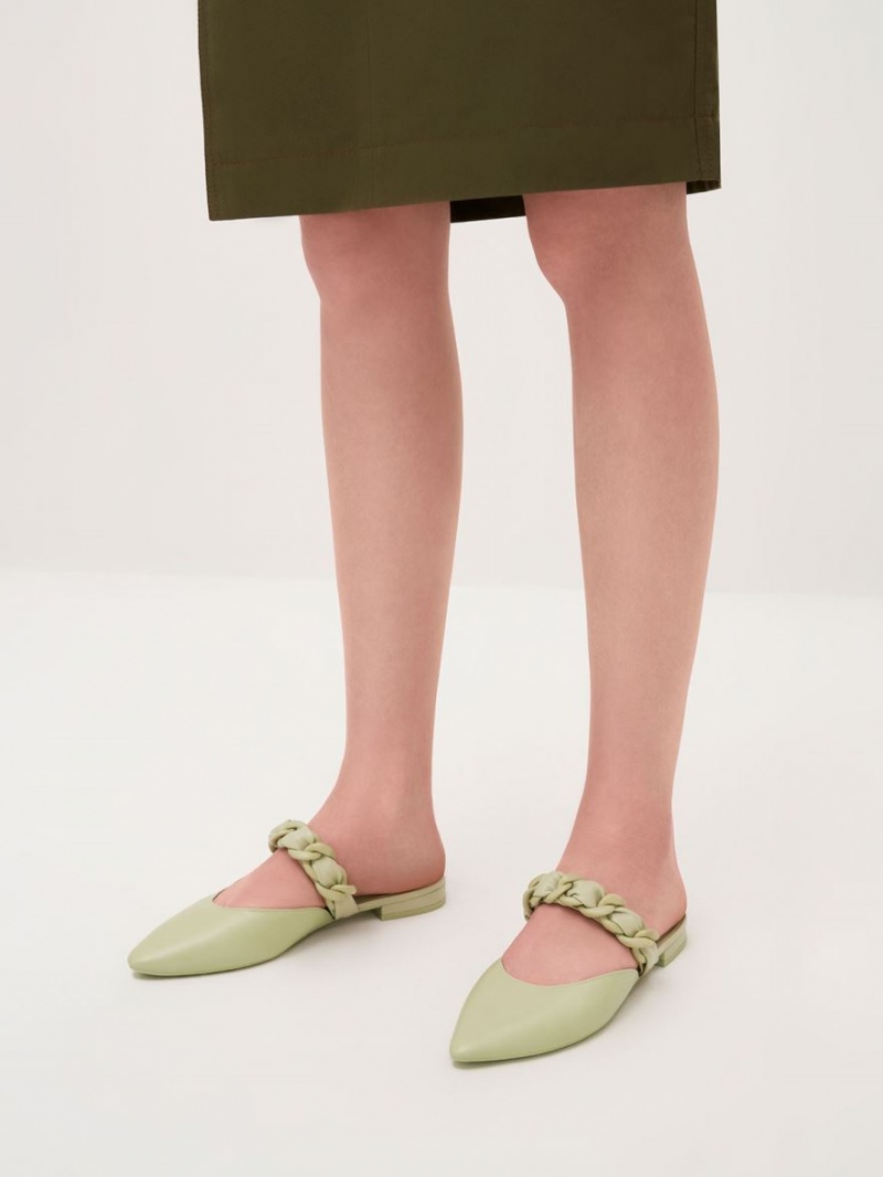 Mules Charles And Keith Braided Chain-Link φλατ πρασινο | 64305-QXHS