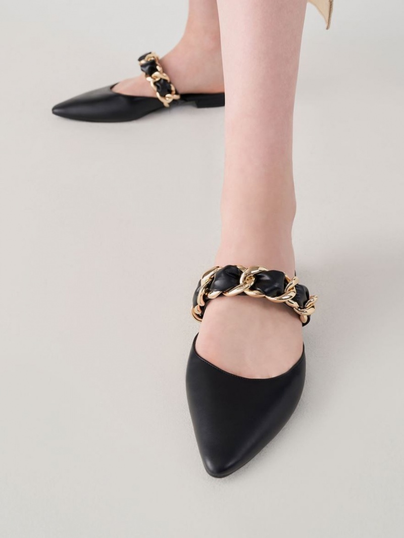 Mules Charles And Keith Braided Chain-Link φλατ μαυρα | 43705-ZKOX