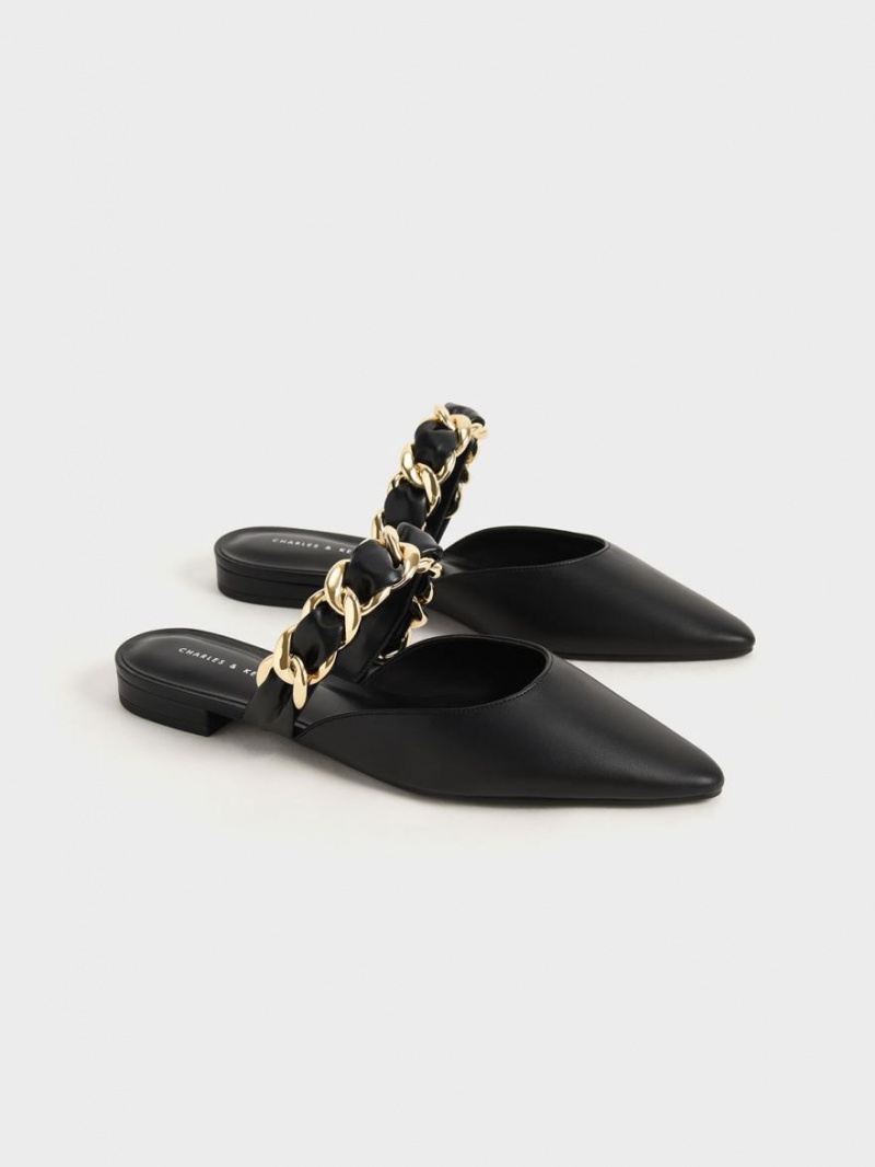 Mules Charles And Keith Braided Chain-Link φλατ μαυρα | 43705-ZKOX