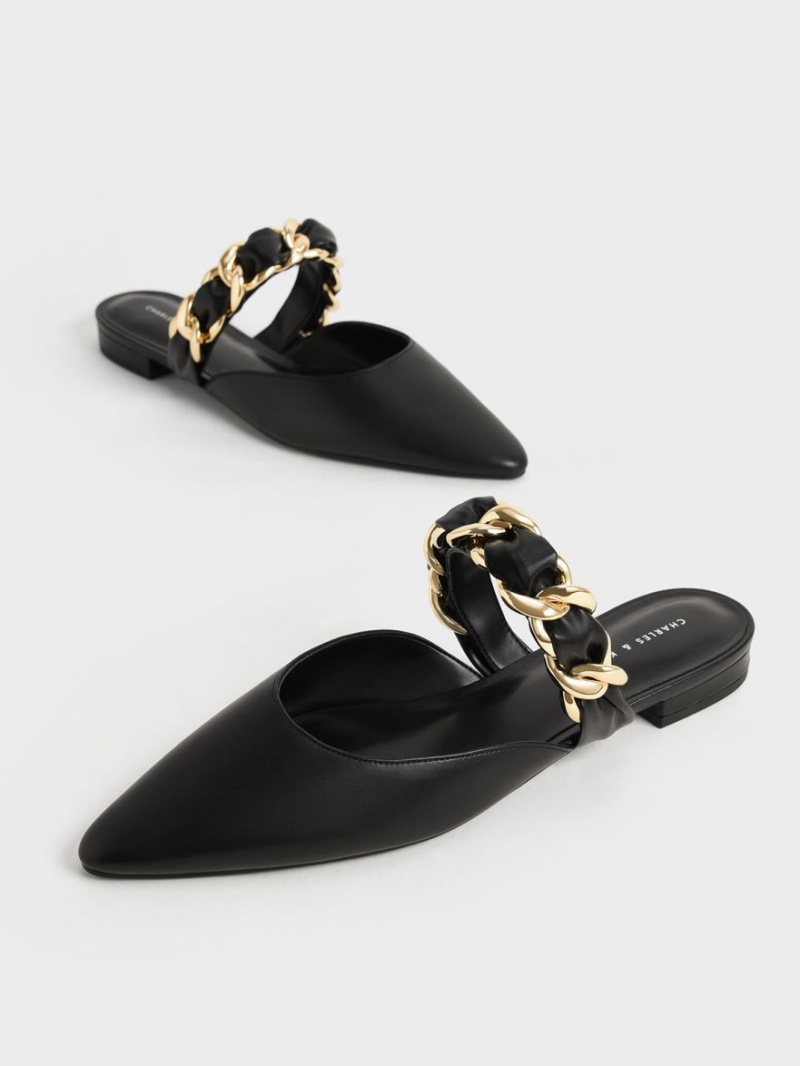 Mules Charles And Keith Braided Chain-Link φλατ μαυρα | 43705-ZKOX