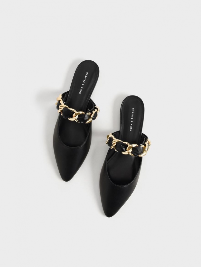 Mules Charles And Keith Braided Chain-Link φλατ μαυρα | 43705-ZKOX