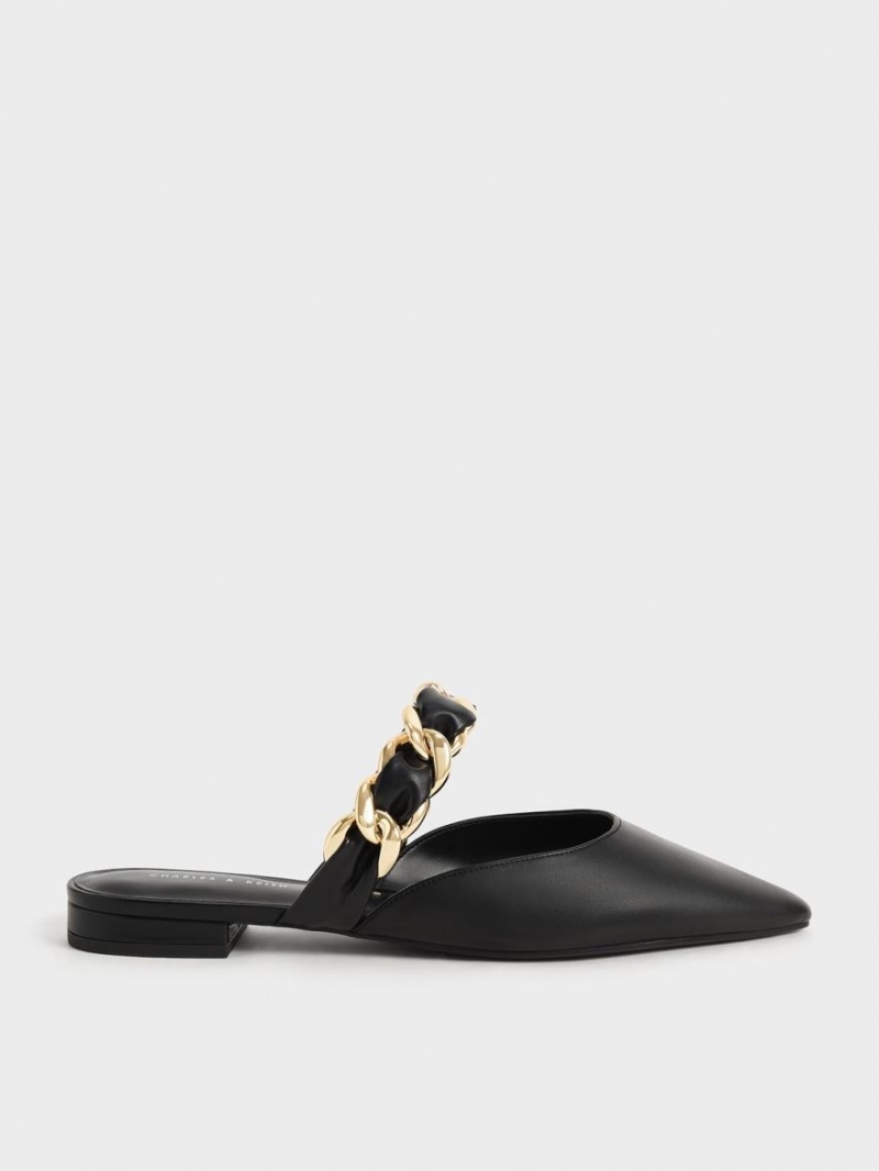 Mules Charles And Keith Braided Chain-Link φλατ μαυρα | 43705-ZKOX