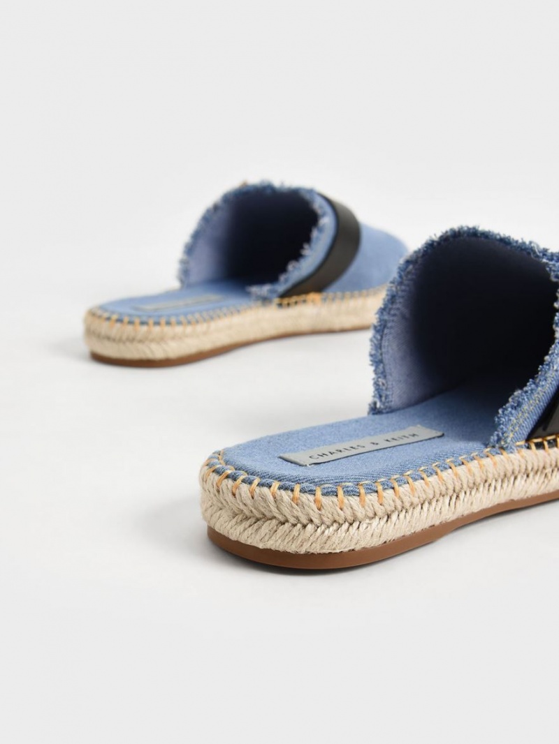 Mules Charles And Keith Buckled Denim εσπαντριγιεσ μπλε | 39452-IKVD