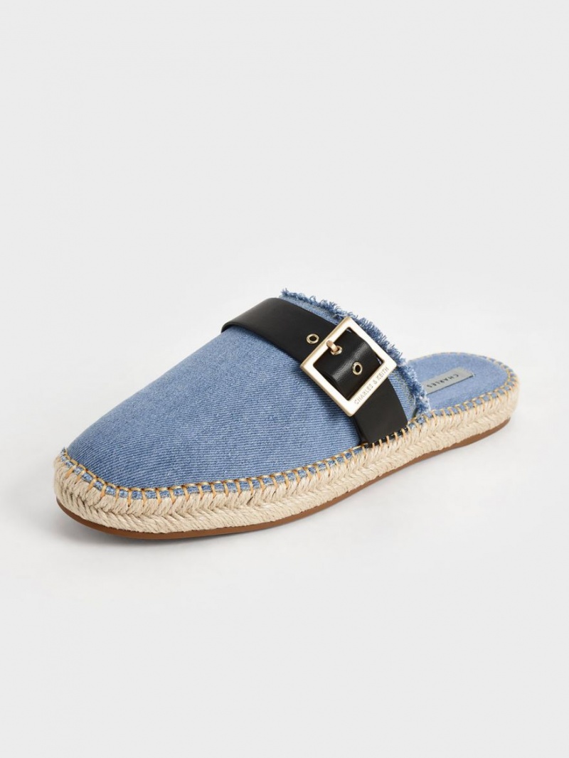 Mules Charles And Keith Buckled Denim εσπαντριγιεσ μπλε | 39452-IKVD