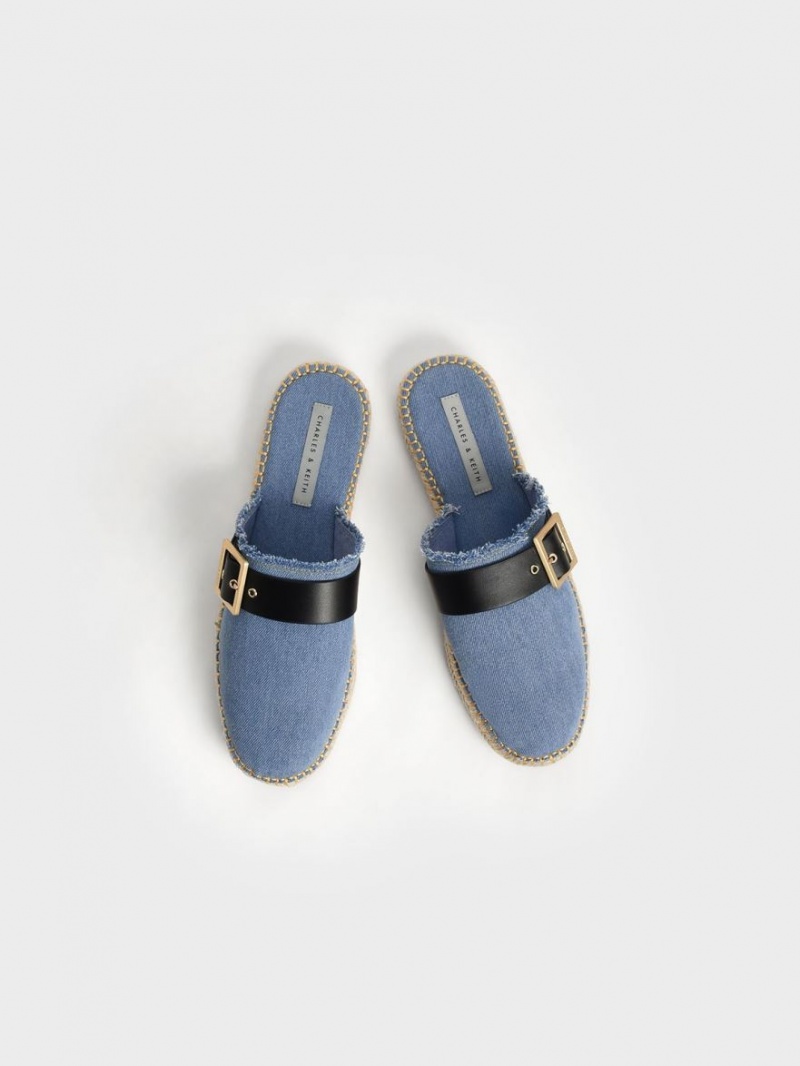 Mules Charles And Keith Buckled Denim εσπαντριγιεσ μπλε | 39452-IKVD