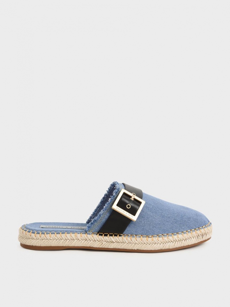 Mules Charles And Keith Buckled Denim εσπαντριγιεσ μπλε | 39452-IKVD