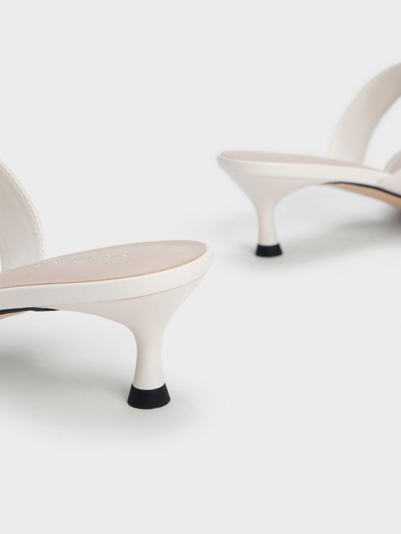 Mules Charles And Keith Buckled λουρακια Spool Heel ασπρα | 51907-UKYR
