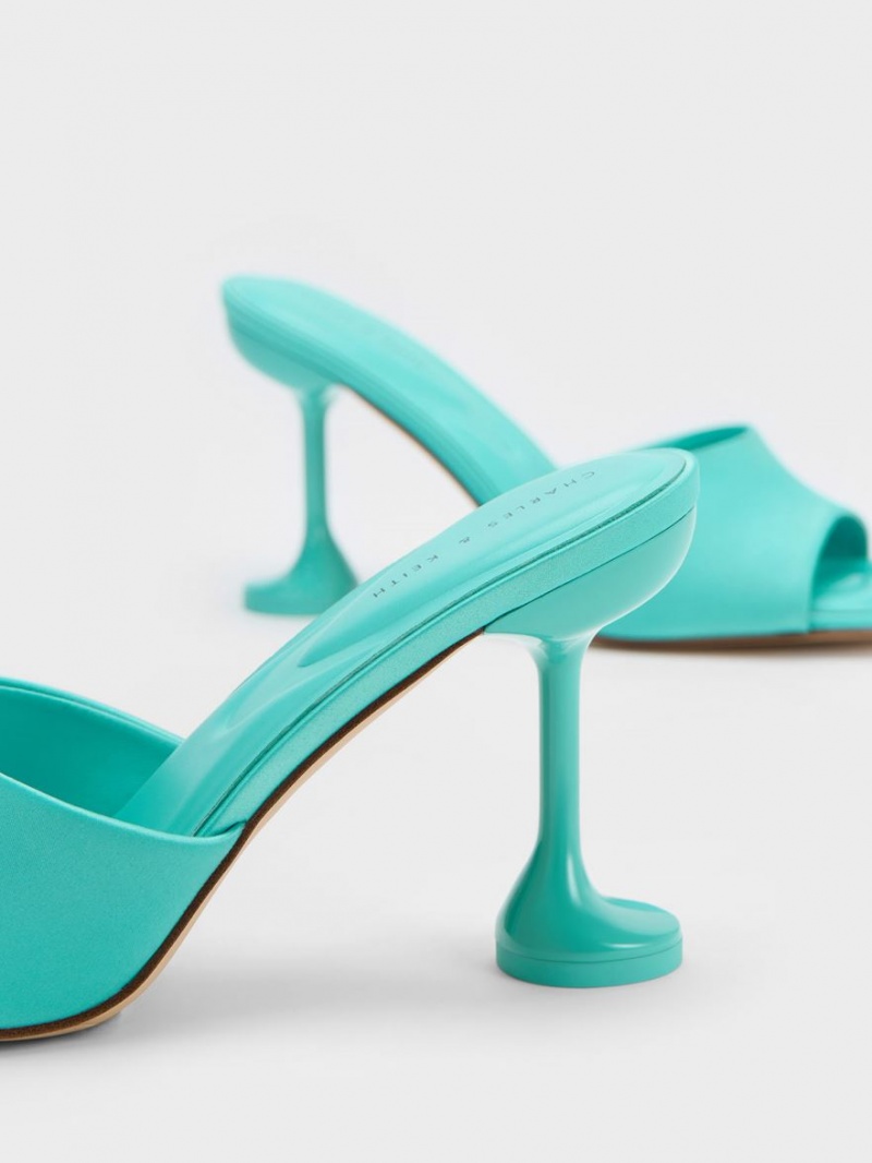 Mules Charles And Keith Celestine Sculptural Heel τυρκουάζ | 35019-FLWQ