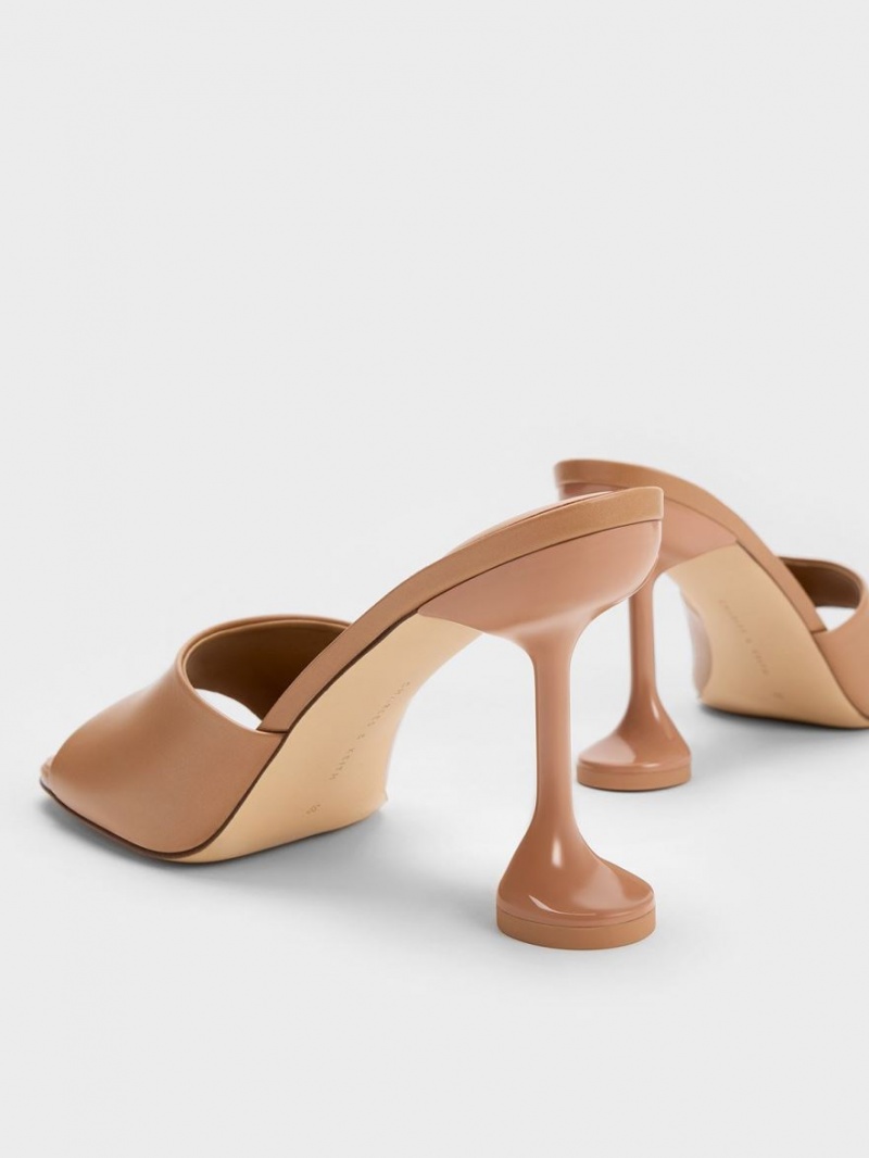 Mules Charles And Keith Celestine Sculptural Heel καφε | 75239-ICYG