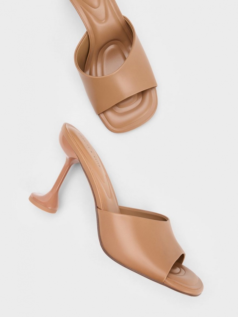 Mules Charles And Keith Celestine Sculptural Heel καφε | 75239-ICYG