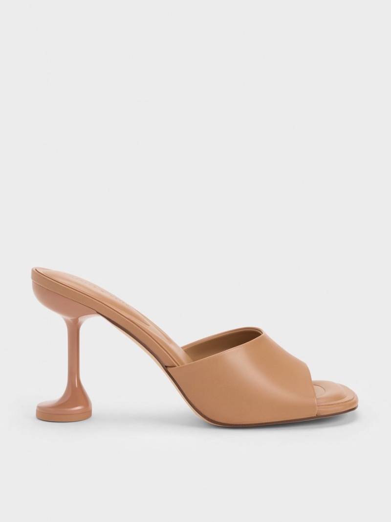 Mules Charles And Keith Celestine Sculptural Heel καφε | 75239-ICYG