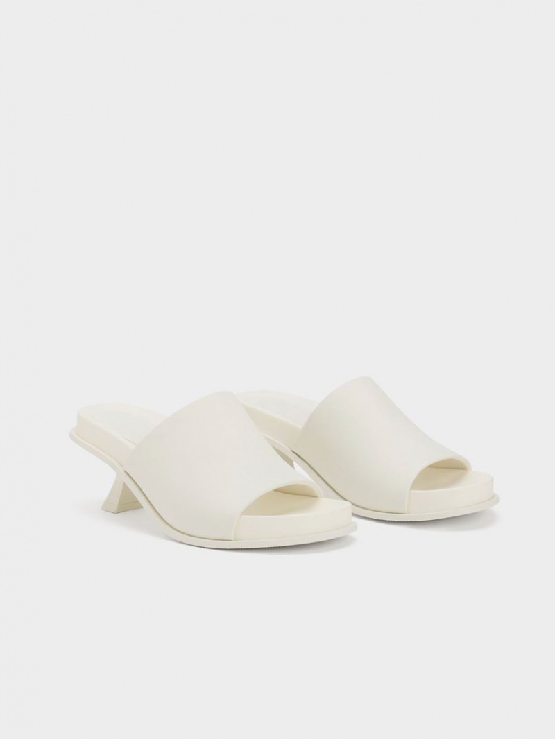 Mules Charles And Keith Clio Slant Heel ασπρα | 83601-AZHQ