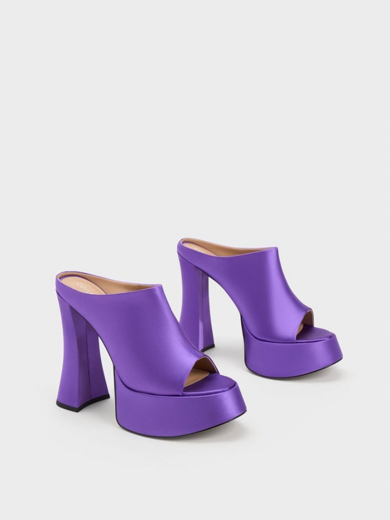 Mules Charles And Keith Delphine Recycled Polyester flatforms μωβ | 31756-PDKR