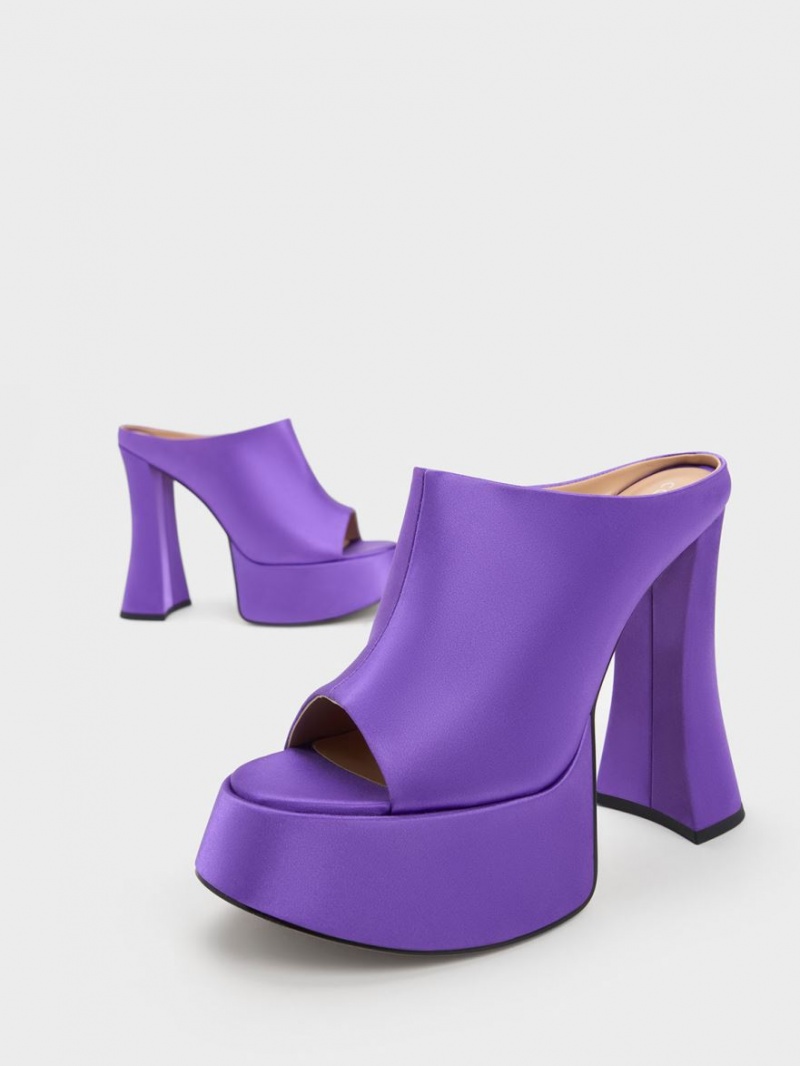 Mules Charles And Keith Delphine Recycled Polyester flatforms μωβ | 31756-PDKR