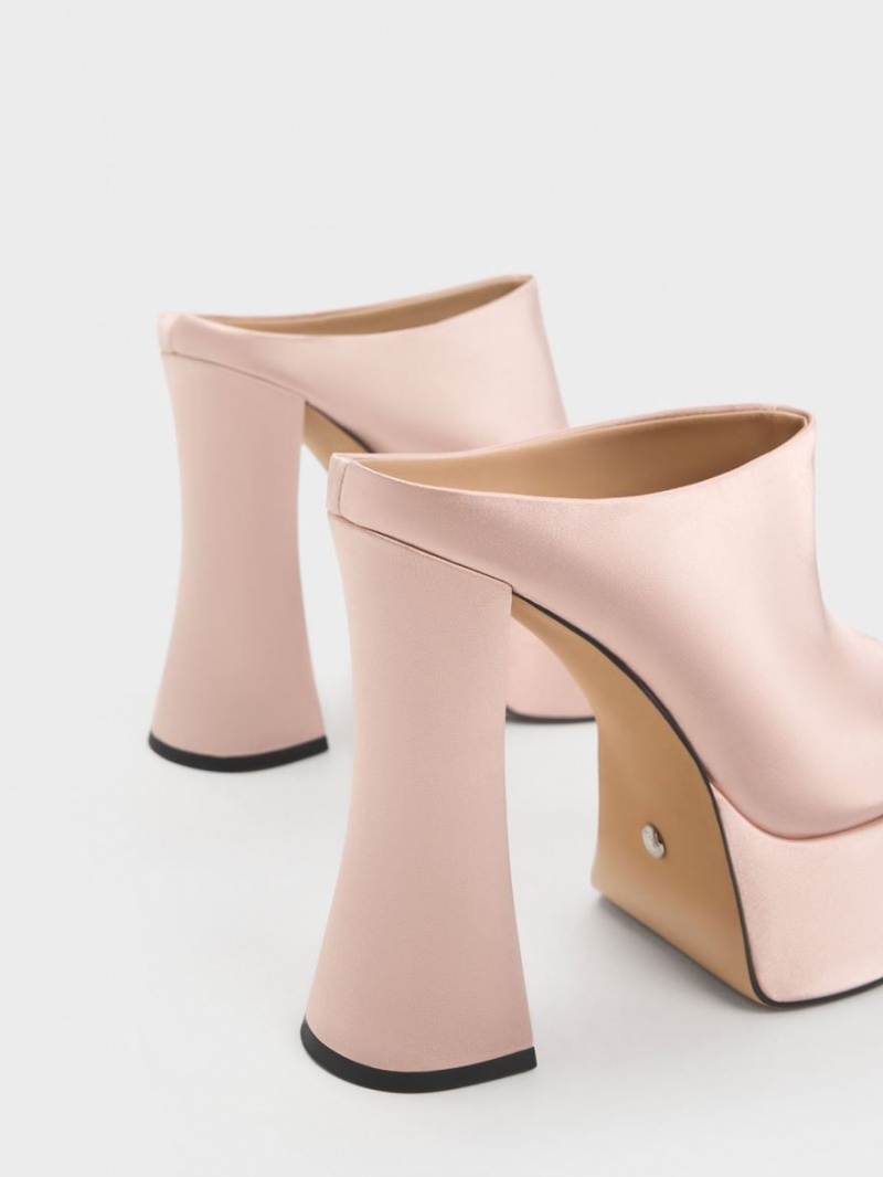 Mules Charles And Keith Delphine Recycled Polyester flatforms ροζ | 78962-QRBW