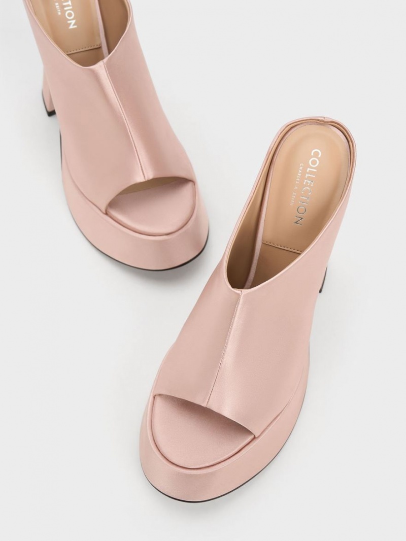 Mules Charles And Keith Delphine Recycled Polyester flatforms ροζ | 78962-QRBW
