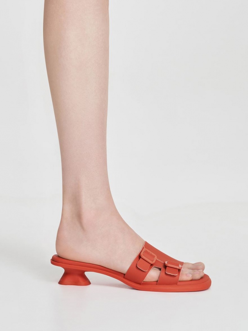Mules Charles And Keith Double πόρπης Sculptural πορτοκαλι | 59216-YRVL
