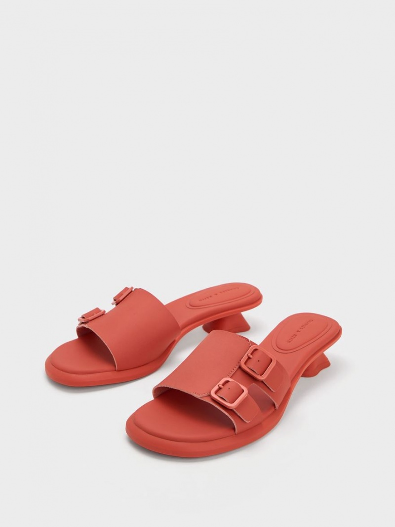 Mules Charles And Keith Double πόρπης Sculptural πορτοκαλι | 59216-YRVL