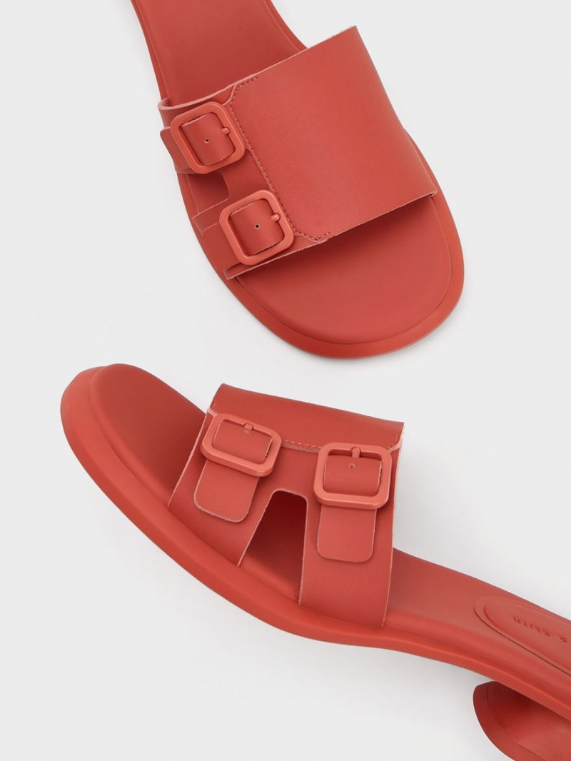 Mules Charles And Keith Double πόρπης Sculptural πορτοκαλι | 59216-YRVL