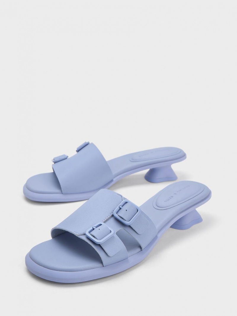 Mules Charles And Keith Double πόρπης Sculptural μωβ | 58132-MRTZ
