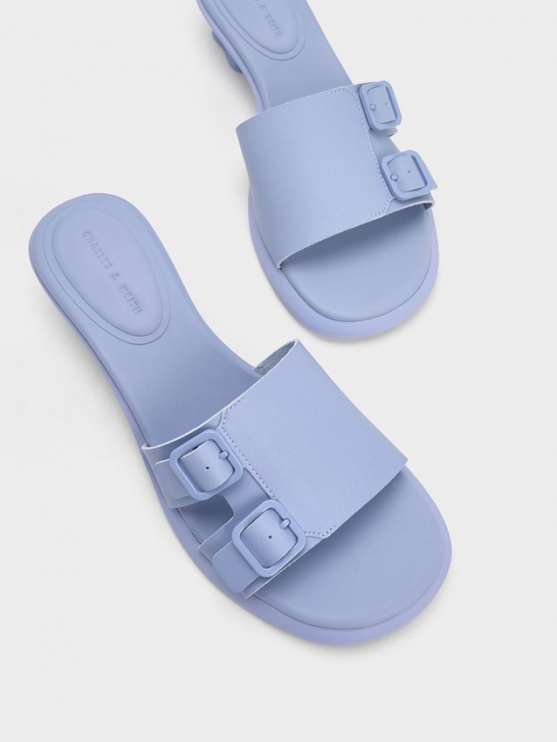Mules Charles And Keith Double πόρπης Sculptural μωβ | 58132-MRTZ