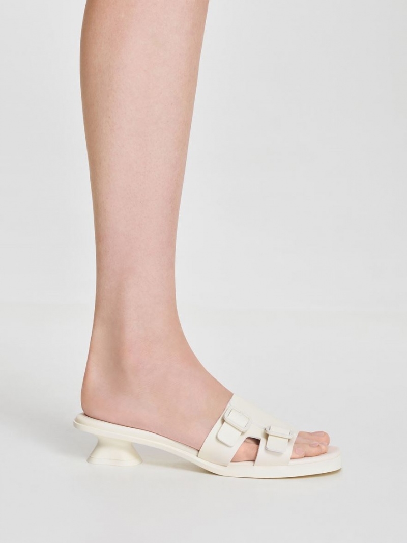 Mules Charles And Keith Double πόρπης Sculptural ασπρα | 09267-KEPU