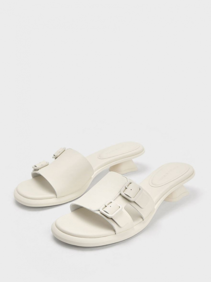 Mules Charles And Keith Double πόρπης Sculptural ασπρα | 09267-KEPU