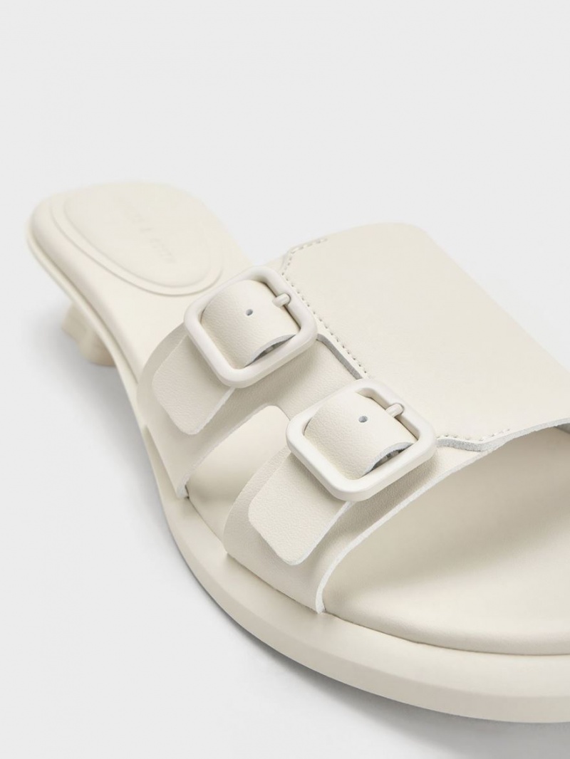 Mules Charles And Keith Double πόρπης Sculptural ασπρα | 09267-KEPU