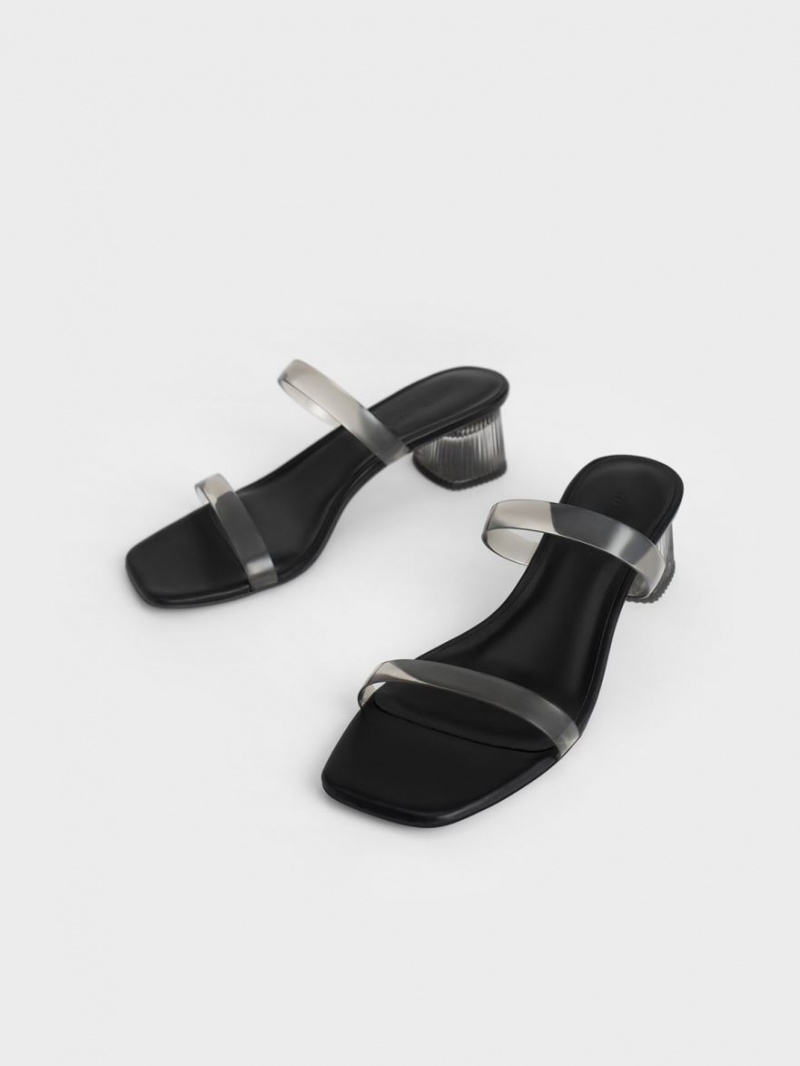 Mules Charles And Keith Double λουρακια See-Through μαυρα | 85963-BPNU
