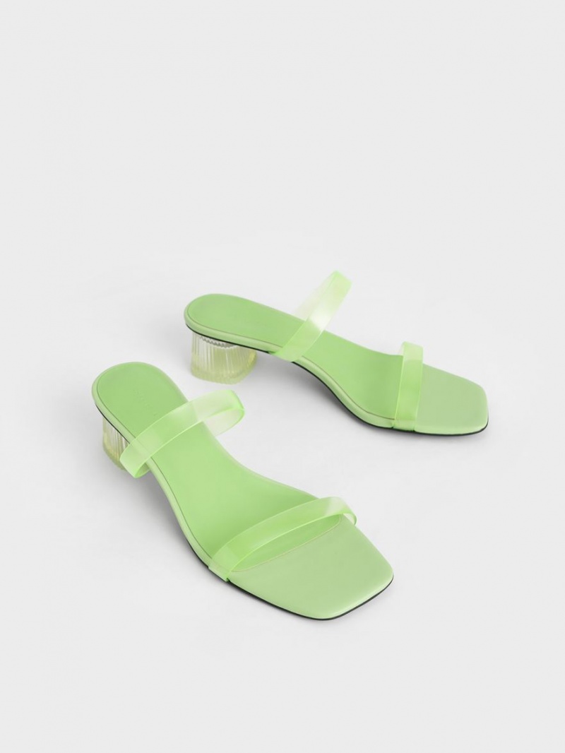 Mules Charles And Keith Double λουρακια See-Through πρασινο | 74081-EKWO