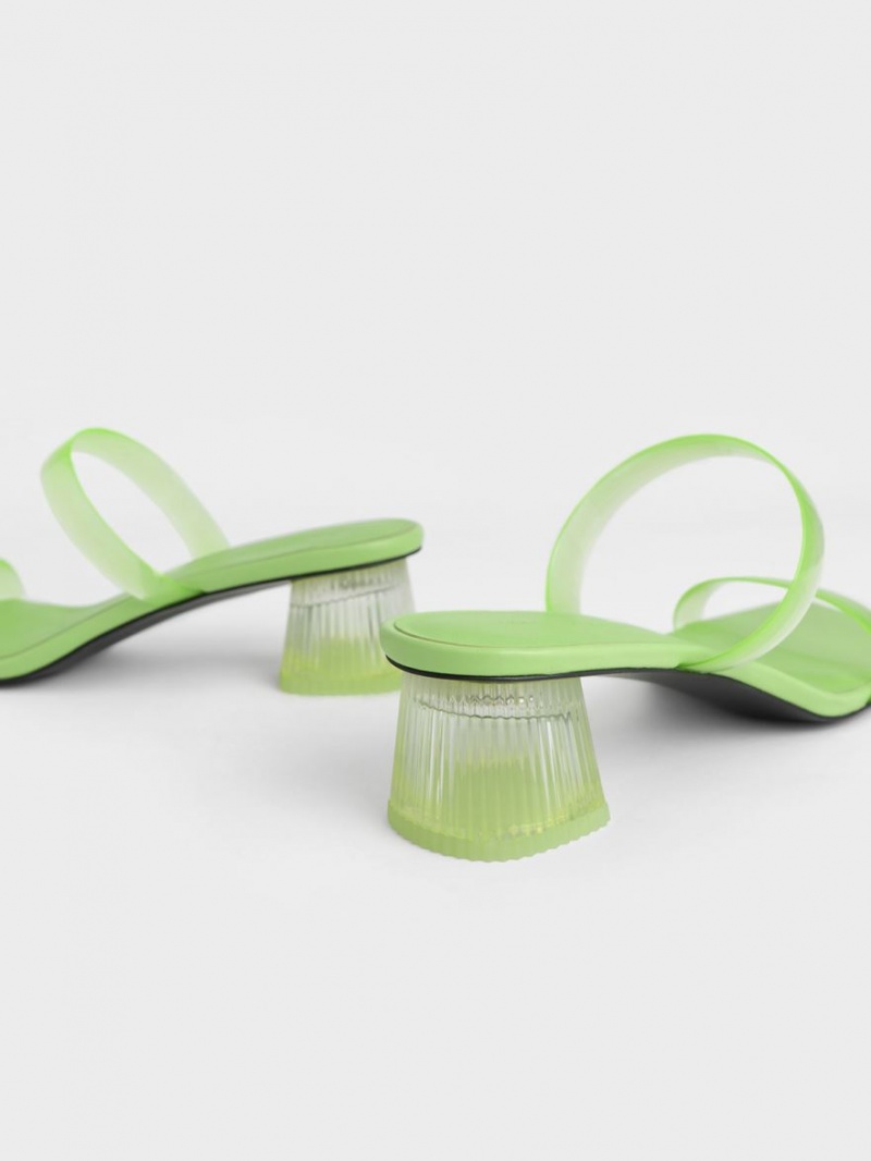 Mules Charles And Keith Double λουρακια See-Through πρασινο | 74081-EKWO