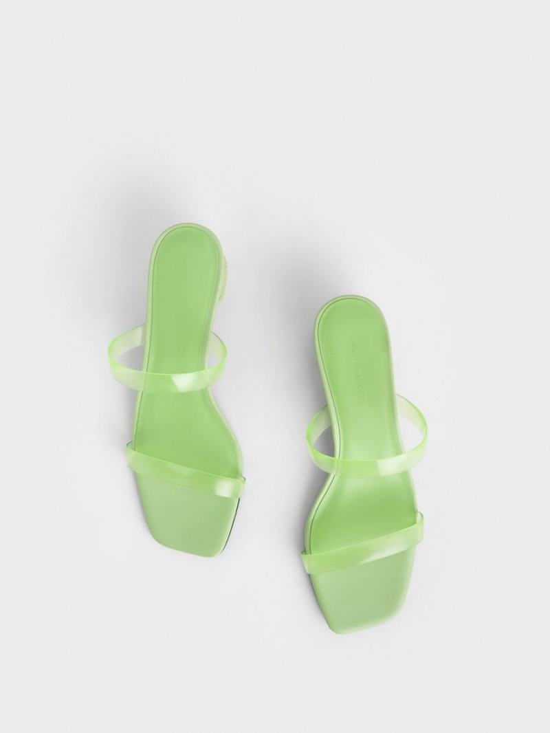Mules Charles And Keith Double λουρακια See-Through πρασινο | 74081-EKWO