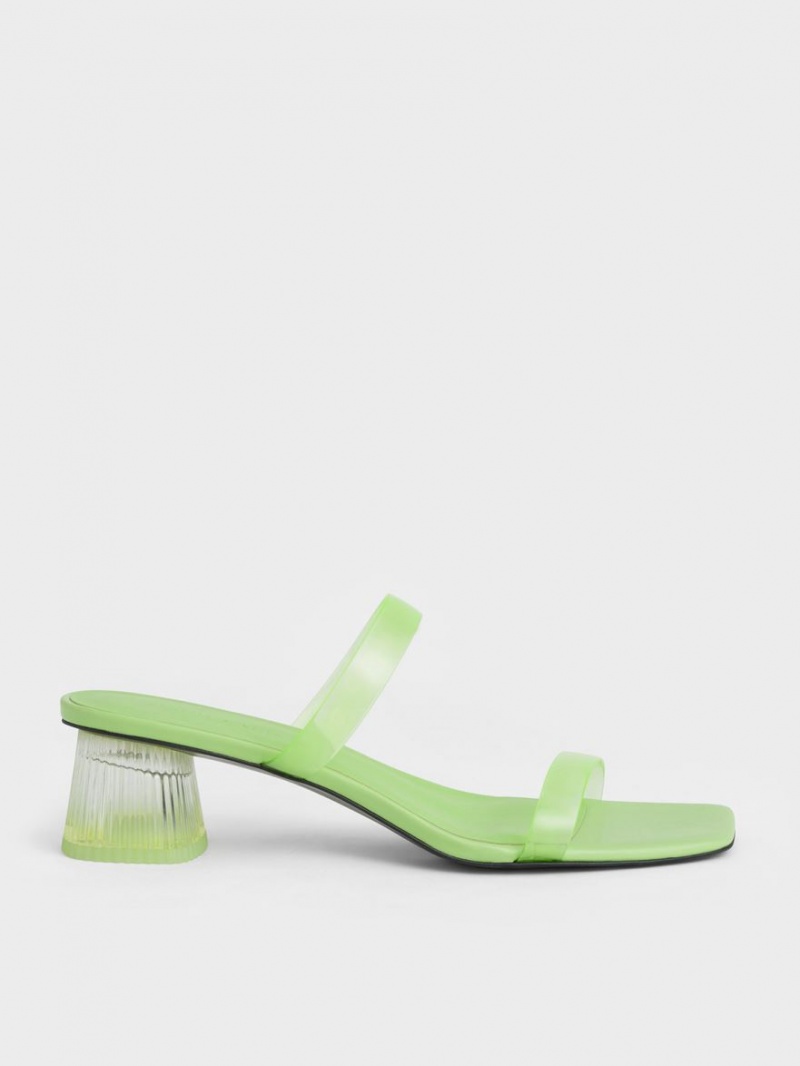 Mules Charles And Keith Double λουρακια See-Through πρασινο | 74081-EKWO