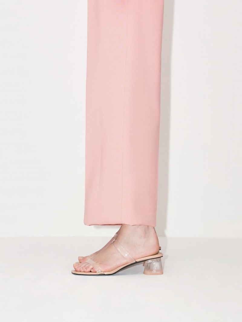 Mules Charles And Keith Double λουρακια See-Through Μπεζ | 90137-WXVS