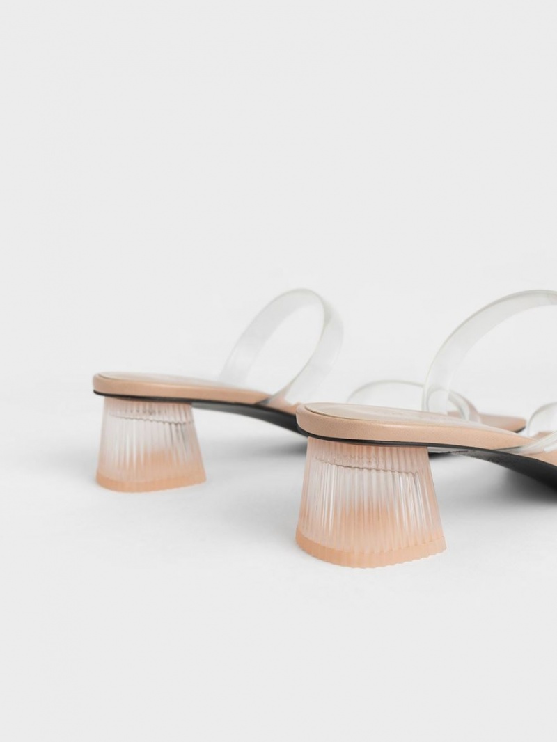 Mules Charles And Keith Double λουρακια See-Through Μπεζ | 90137-WXVS
