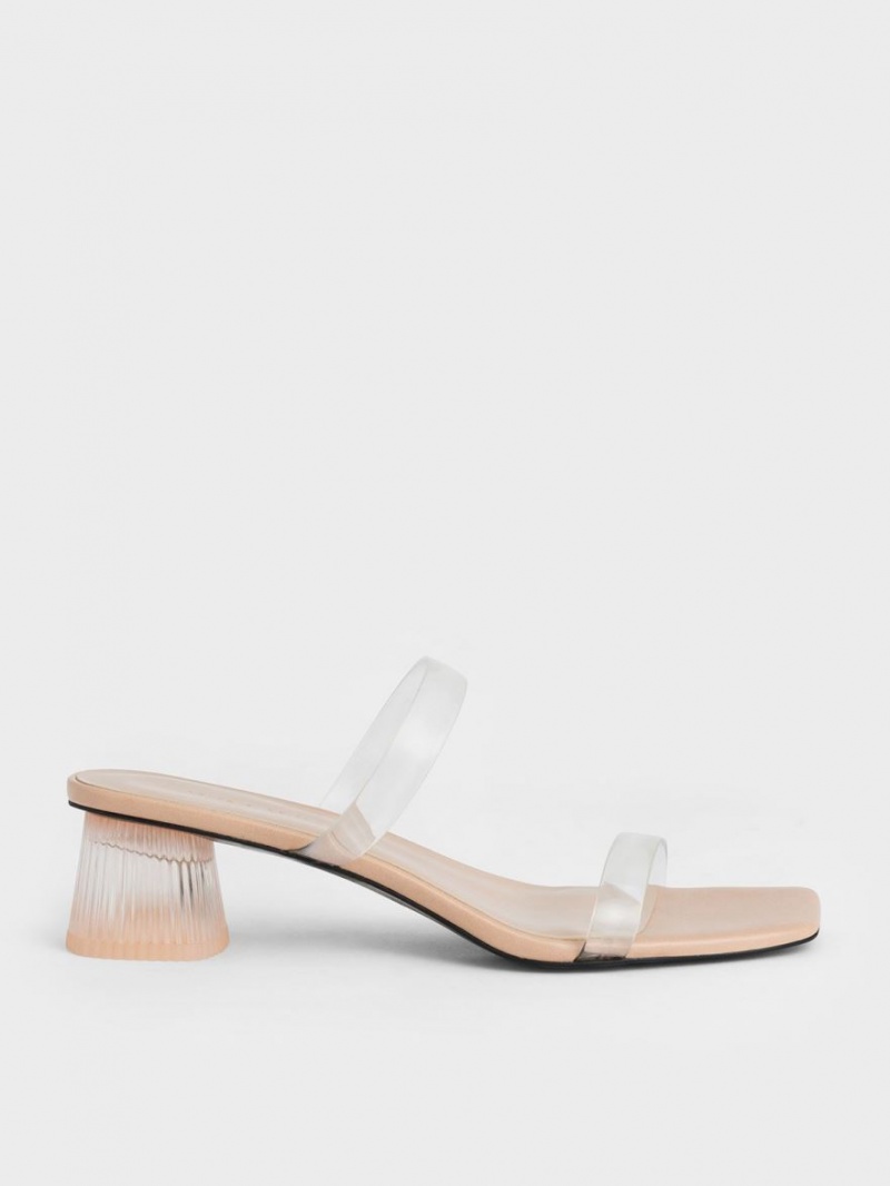 Mules Charles And Keith Double λουρακια See-Through Μπεζ | 90137-WXVS