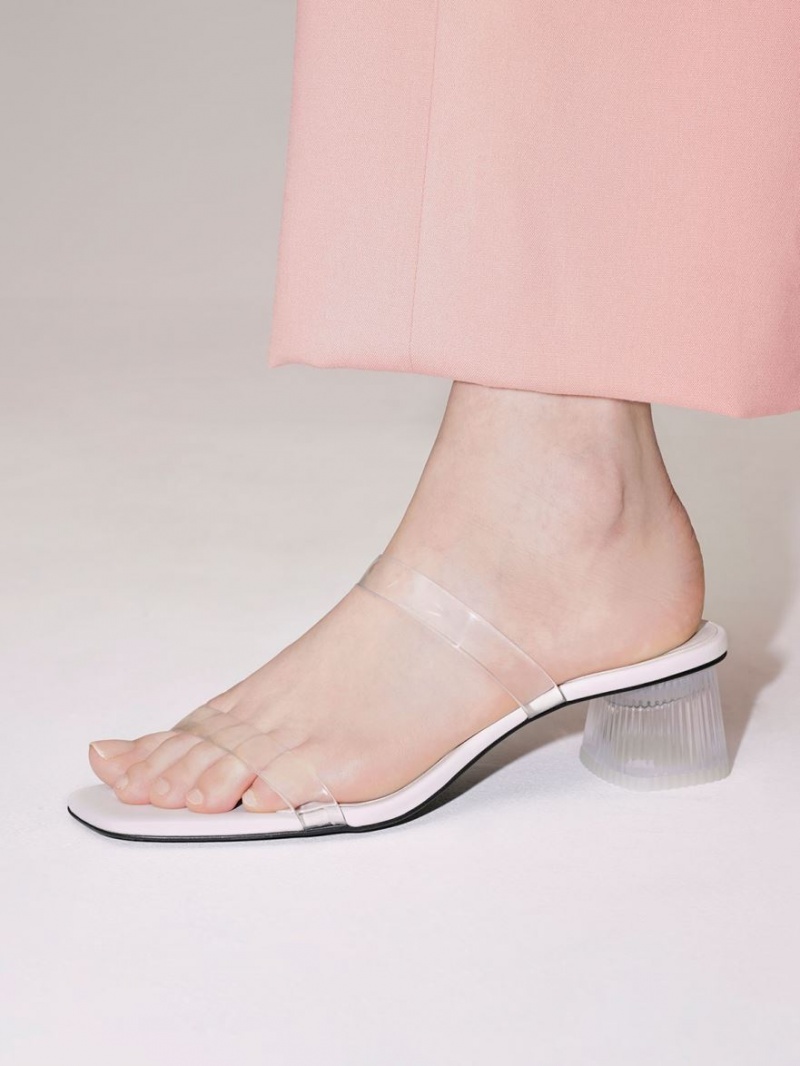 Mules Charles And Keith Double λουρακια See-Through ασπρα | 14356-FCNO