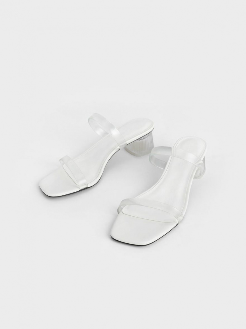 Mules Charles And Keith Double λουρακια See-Through ασπρα | 14356-FCNO