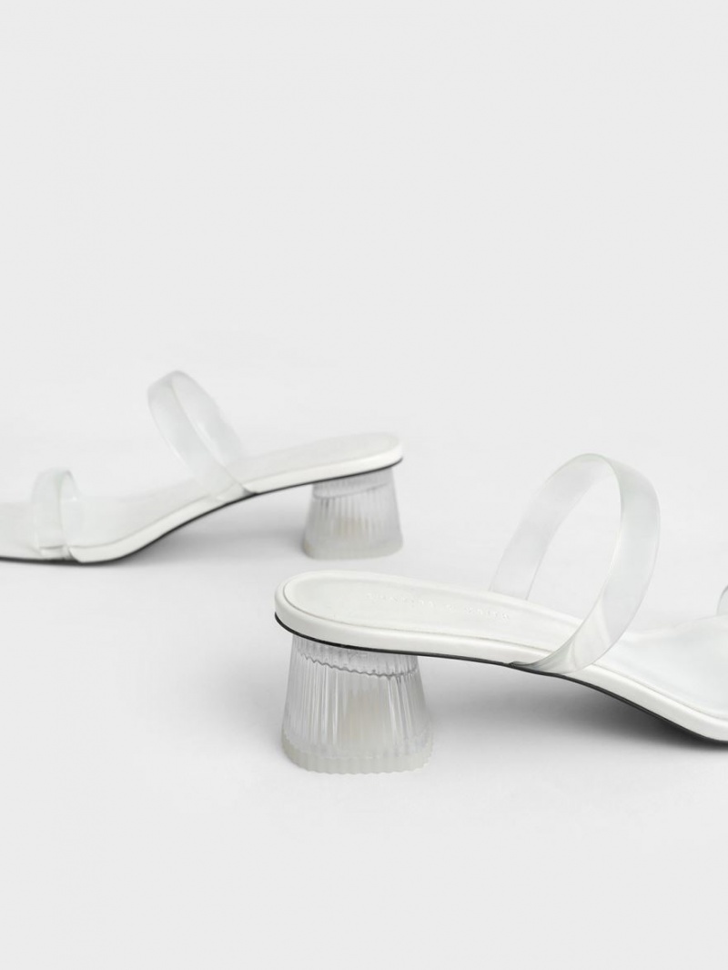 Mules Charles And Keith Double λουρακια See-Through ασπρα | 14356-FCNO
