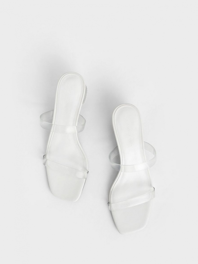 Mules Charles And Keith Double λουρακια See-Through ασπρα | 14356-FCNO